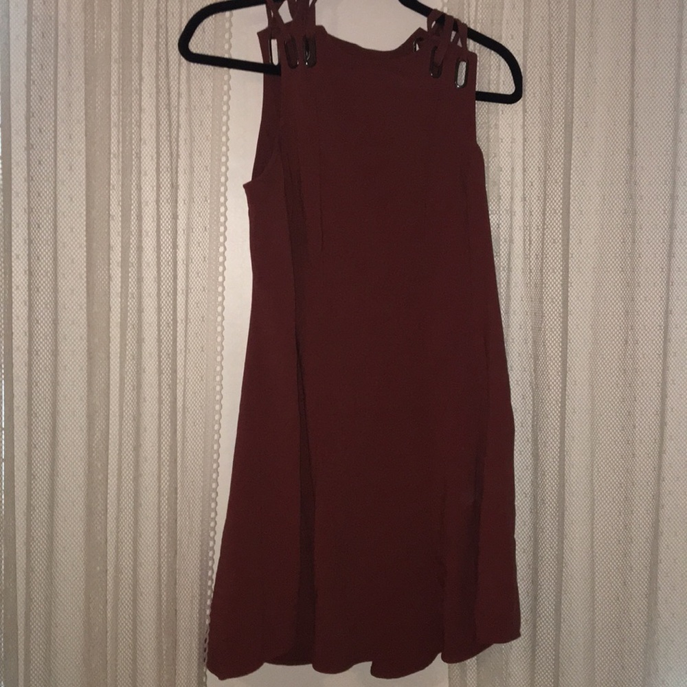 free people maroon dress with back cutout